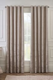 Catherine Lansfield 'Opulent Jacquard' Lined Eyelet Curtains in Gold - Size: 168 cm width x 229 cm drop