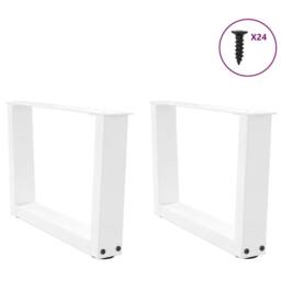 Berkfield Home Modern Dining Table Legs V-Shape 2 pcs White 60x(30-31.3) cm Steel - thumbnail 1