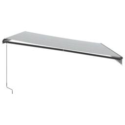 Berkfield Home Manual Retractable Awning with LEDs Anthracite&White 500x350 cm in Black - thumbnail 5