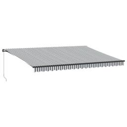 Berkfield Home Manual Retractable Awning with LEDs Anthracite&White 500x350 cm in Black - thumbnail 2