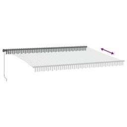 Berkfield Home Manual Retractable Awning with LEDs Anthracite&White 500x350 cm in Black - thumbnail 6