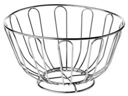 Orsina Chrome Round Fruit Basket, Sleek Wire Design With Polished Chrome Finish, Ideal For Storing & Displaying in Silver