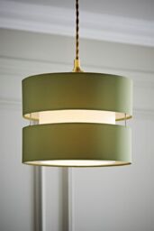 ValueLights Sophia Small 26cm Drum Easy Fit Ceiling Pendant Light Lamp Shade in Olive - Size: 10 inches - thumbnail 1