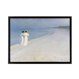 "Artery8 Peder Kroyer Summer Evening on Skagen's Beach Framed Canvas Wall Art Print in Blue - Size: W24"" x H32""" - thumbnail 1