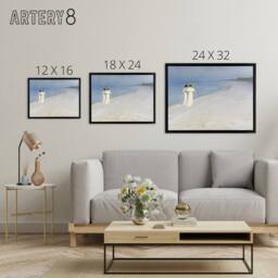 "Artery8 Peder Kroyer Summer Evening on Skagen's Beach Framed Canvas Wall Art Print in Blue - Size: W24"" x H32""" - thumbnail 4