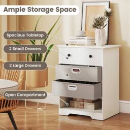 Kelvenix 4-Drawer Dresser Modern Chest Storage Organizer in White - Size: 0.6m2 - thumbnail 3