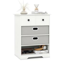 Kelvenix 4-Drawer Dresser Modern Chest Storage Organizer in White - Size: 0.6m2 - thumbnail 1