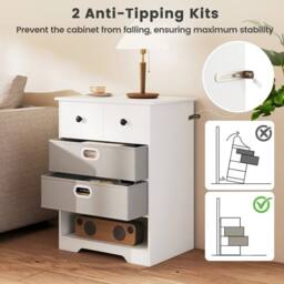 Kelvenix 4-Drawer Dresser Modern Chest Storage Organizer in White - Size: 0.6m2 - thumbnail 5