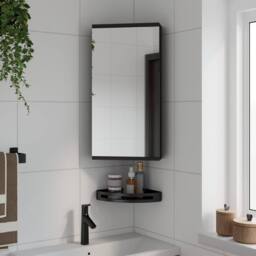 Berkfield Home Corner Bathroom Mirror Cabinet Black 30x24x60 cm - Size: 30 x 24 x 60 cm