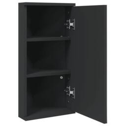 Berkfield Home Corner Bathroom Mirror Cabinet Black 30x24x60 cm - Size: 30 x 24 x 60 cm - thumbnail 4