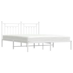 Berkfield Home Metal Bed Frame with Headboard White 160x200 cm - thumbnail 4