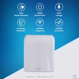 MYLEK Pro Washroom Bathroom Hand Dryer 1300w ABS in Silver - thumbnail 7