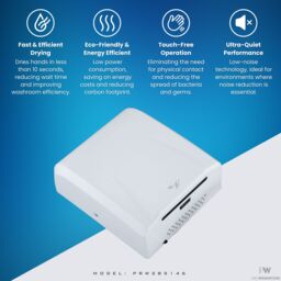 MYLEK Pro Washroom Bathroom Hand Dryer 1300w ABS in Silver - thumbnail 3
