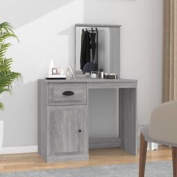 Berkfield Home Dressing Table with Mirror Grey Sonona 90x50x132.5 cm Engineered Wood - thumbnail 1