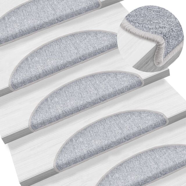Berkfield Home Carpet Stair Treads 15 pcs Light Grey 56x17x3 cm - Size: Medium - image 1