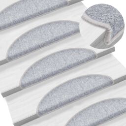 Berkfield Home Carpet Stair Treads 15 pcs Light Grey 56x17x3 cm - Size: Medium - thumbnail 1