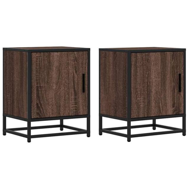 Berkfield Home Bedside Cabinets 2 pcs Brown Oak 40x31x50 cm Engineered Wood & Metal - Size: 40 x 31 x 50 cm - image 1