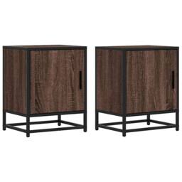 Berkfield Home Bedside Cabinets 2 pcs Brown Oak 40x31x50 cm Engineered Wood & Metal - Size: 40 x 31 x 50 cm - thumbnail 1