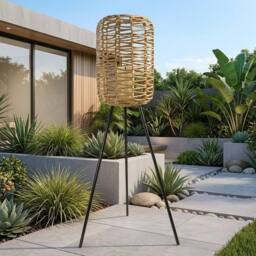 Garden Greatness Relica Rattan Effect Tripod Garden Lantern in Brown - thumbnail 1