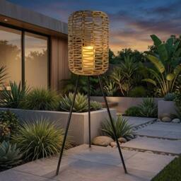 Garden Greatness Relica Rattan Effect Tripod Garden Lantern in Brown - thumbnail 2