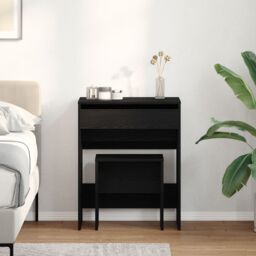 Berkfield Home Dressing Table with Mirror Black Oak Engineered Wood - thumbnail 1
