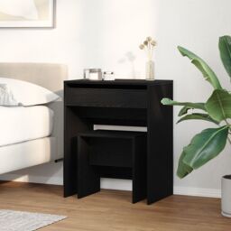 Berkfield Home Dressing Table with Mirror Black Oak Engineered Wood - thumbnail 4