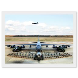 Artery8 Military Air Plane Strategic Bomber Jet B52 Stratofortress Ammo Loadout Artwork Framed Wall Art Print A4 in White - thumbnail 1