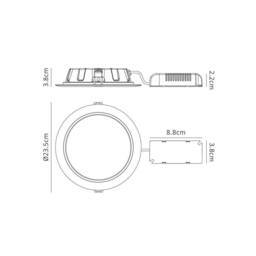 Netlighting Fusion Round Recessed Downlight White 23.5cm 24.5W 1900lm IP44 LED - thumbnail 2