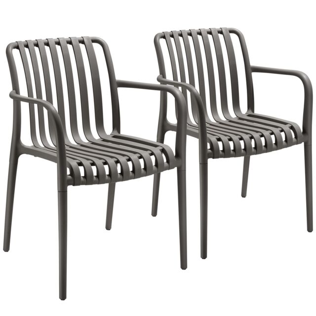 tectake Garden Chairs Alcudia in Dark Grey - Size: 2 Seater - image 1
