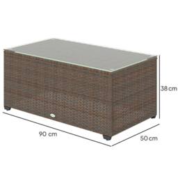 Wyld Haus Pata Brown Rattan Outdoor Coffee Table with Glass Top - thumbnail 3