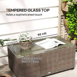 Wyld Haus Pata Brown Rattan Outdoor Coffee Table with Glass Top - thumbnail 5