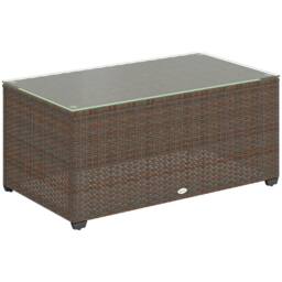 Wyld Haus Pata Brown Rattan Outdoor Coffee Table with Glass Top - thumbnail 2