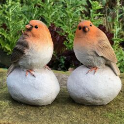 Animal Crackers Set Of Two Robins On Stones Home Or Garden Decoration - thumbnail 4