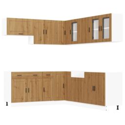 Berkfield Home 11 Piece Kitchen Cabinet Set Porto Artisan Oak Engineered Wood in Brown - thumbnail 2