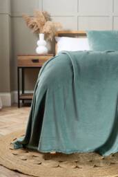 BHS Microfleece Silt Green Throw - thumbnail 1
