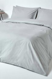 Homescapes Egyptian Cotton Duvet Cover with Pillowcase, 200 TC in Silver - Size: Single - thumbnail 2