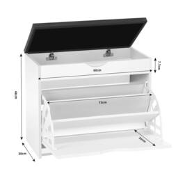 EONLION Shoe Bench Storage Cabinet in White - Size: 100 cm - thumbnail 2