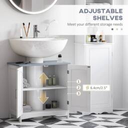 VOGREX White 3-Piece Bathroom Furniture Set with Adjustable Shelves - thumbnail 6