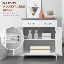 VOGREX White 3-Piece Bathroom Furniture Set with Adjustable Shelves - thumbnail 4