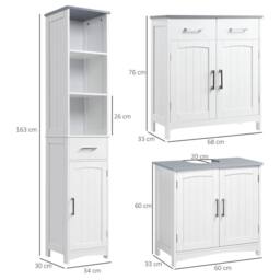 VOGREX White 3-Piece Bathroom Furniture Set with Adjustable Shelves - thumbnail 2