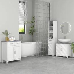 VOGREX White 3-Piece Bathroom Furniture Set with Adjustable Shelves - thumbnail 3