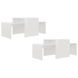 Berkfield Home Coffee Table Set High Gloss White 100x48x40 cm Engineered Wood - Size: 100 x 48 x 40 cm - thumbnail 5