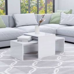 Berkfield Home Coffee Table Set High Gloss White 100x48x40 cm Engineered Wood - Size: 100 x 48 x 40 cm - thumbnail 1