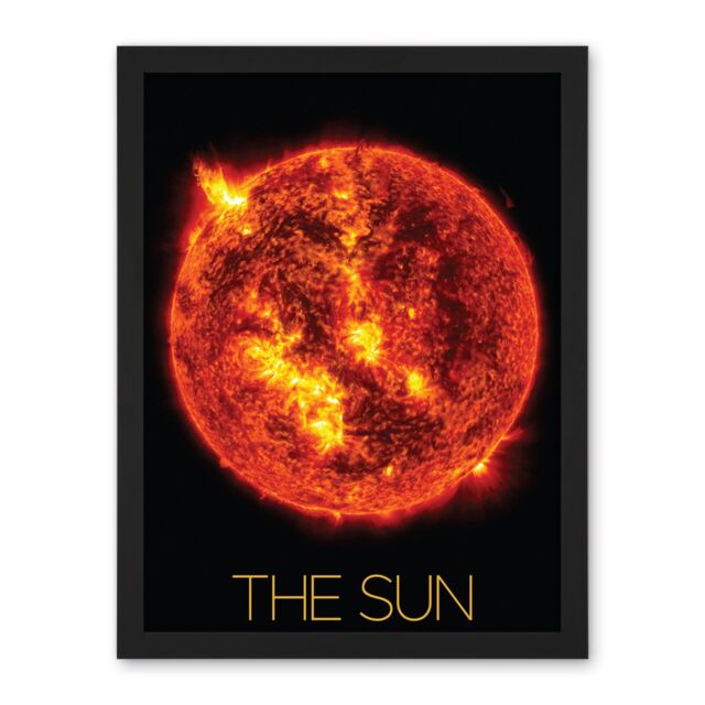 "Artery8 Wall Art Print NASA Our Solar System The Sun Solar Flare Image Large Framed Wall Décor Art in Black - Size: W18"" x H24""" - image 1