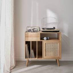 sweeek Vinyl furniture with wood effect & cane in Beige - thumbnail 3