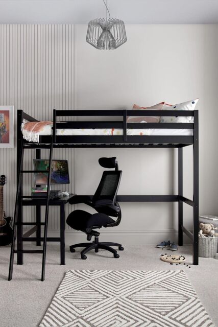 Time4sleep Fusion Black Gaming Wooden High Sleeper Bed Frame - Size: Single - image 1