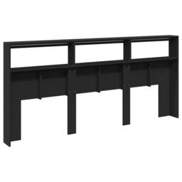 Berkfield Home Headboard Cabinet with LED Black 220x17x102 cm - Size: 220 x 17 x 102 cm - thumbnail 8