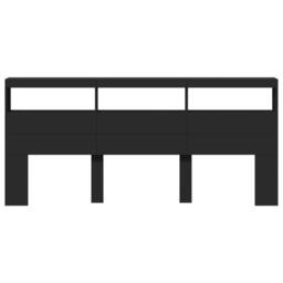 Berkfield Home Headboard Cabinet with LED Black 220x17x102 cm - Size: 220 x 17 x 102 cm - thumbnail 6