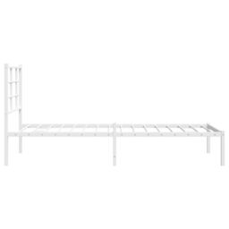 Berkfield Home Metal Bed Frame without Mattress with Headboard White 75x190cm - Size: 75x190 cm - thumbnail 6