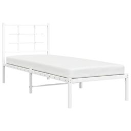 Berkfield Home Metal Bed Frame without Mattress with Headboard White 75x190cm - Size: 75x190 cm - thumbnail 4